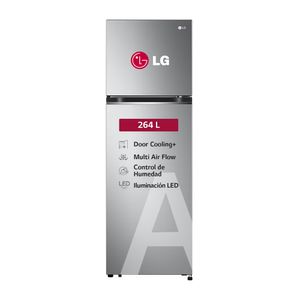 REFRIGERADORA LG TOP FREEZER 264L MÚLTIPLE FLUJO DE AIRE DOOR COOLING GT26BPP PLATEADA