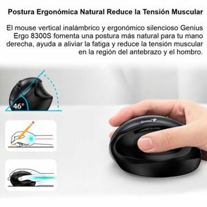 Mouse Genius Ergo 8300S Wireless Vertical 7 Bot Ergonomic Black