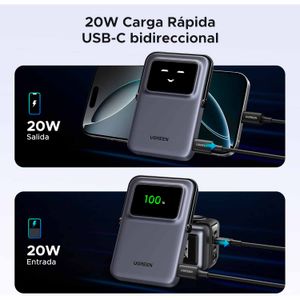 Power Bank Ugreen magnético con carga inalámbrica 5000Mah Negro Pb571 35605B