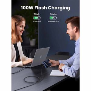 Cable Ugreen de Carga Rápida USB-C a USB-C 100W Space Gray 3M 45065