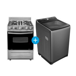 Combo Cocina de Pie Imaco 4 quemadores y  Lavadora Hisense Carga Superior 20KG