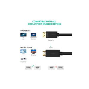 Cable Ugreen Displayport 4K a HDMI M/M Unidireccional 2M 10202 Negro