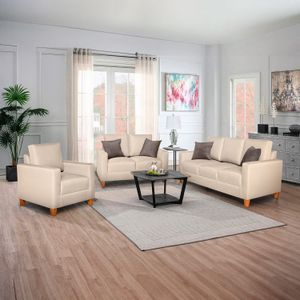 Juego de Sala Milan 3-2-1 - Beige Claro