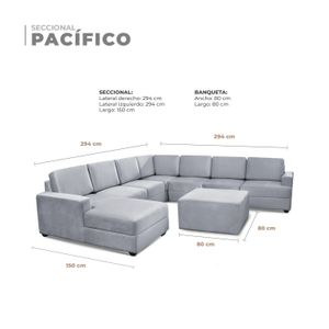 Seccional Pacífico Izquierdo + Banqueta - Gris Plata