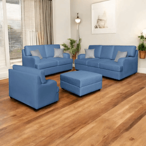 Juego de Sala Athina 3-2-1 + Banqueta - Azul