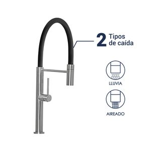 Monocomando bar para lavadero Inox V C/P Flex Negro Vainsa