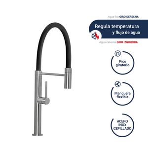 Monocomando bar para lavadero Inox V C/P Flex Negro Vainsa
