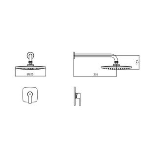 Monocomando para ducha artic con salida minimalista con botón Vainsa