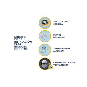 Kit De Instalacion: Tubo De Abasto, Anillo De Cera, Pernos De Anclaje Blanco Vainsa
