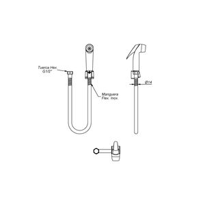 Duchita bidet cromada con manguera reforzada Italgrif