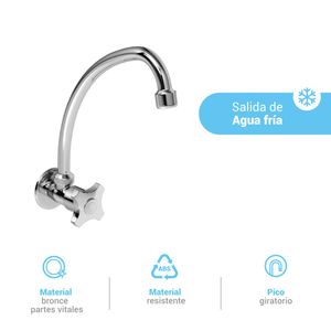 Llave Para lavadero a la pared Punta Sal Cromado Italgrif