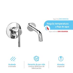 Monocomando Para Lavatorio A La Pared Punta Cana Cromado Italgrif