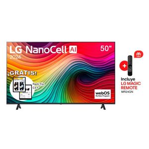 TELEVISOR LG SMART TV 50" LED NANOCELL 4K 50NANO80TSA 2024 + RACJ TV MOUNT FIJO C4-F GRATIS