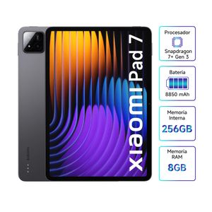 TABLET XIAOMI PAD 7 8GB RAM 256GB, POTENTE SNAPDRAGON 7+ GEN 3, BATERÍA 8850 MAH, GRIS