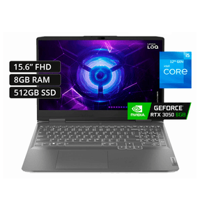 LAPTOP GAMER LENOVO LOQ 15IAX9 INTEL CORE i5 12450HX /8GB /NVIDIA GEFORCE RTX2050-4GB/512GB SSD/15.6"FHD/COLOR:LUNA_GREY