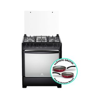 COMBO COCINA A GAS INDURAMA BORGOÑA ZAFIRO 5 HORNILLAS + PACK 2 SARTEN ROJO RECORD DE REGALO