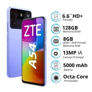 Celular ZTE Blade A54 6.6" 4GB 128GB Lila