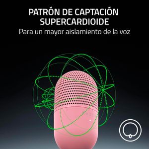Microfono Gamer Razer Seiren V3 Mini Usb Streaming Supercardioide C/N Sensor Touch Silent Quartz