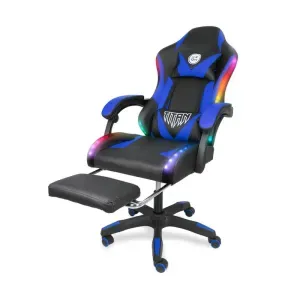 SILLA GAMER TITAN INCLINACION 135° MAX. 120KG TAPIZ CUERO AZUL RGB