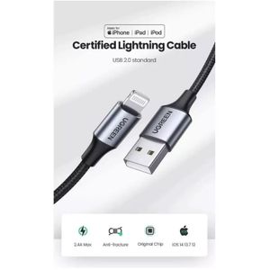 Cable Ugreen Lightning a USB-C Trenzado 1m Negro 60156