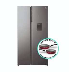 REFRIGERADORA CROMA SIDE BY SIDE 529L RI-795DI INDURAMA + PACK 2 SARTEN ROJO RECORD DE REGALO
