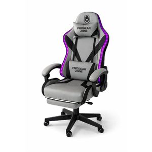 Silla Gamer Progear Zone Inclinación 135° Max. 120Kg Tapiz Cuero PVC Plomo/Negro con luces